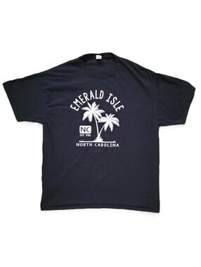 Men’s XL Emerald Isle North Carolina Graphic T-Shirt Black Cotton Tee